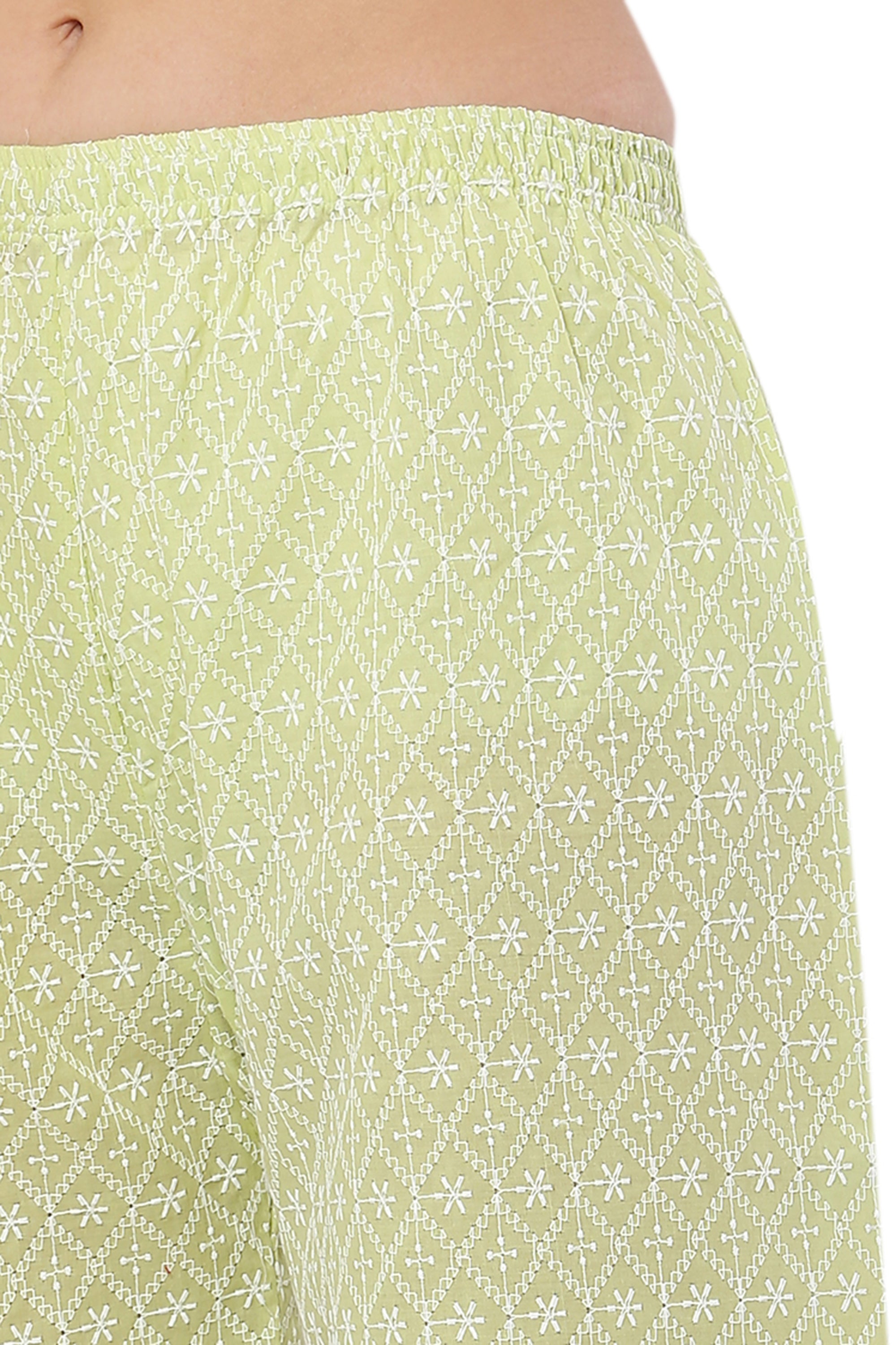 PAVONINE Lemon Color Full Thread Chikankari Cotton Fabric Palazzo For Women - Distacart