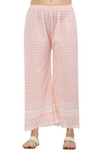Thumbnail for PAVONINE Peach Color Full Thread Chikankari Cotton Fabric Palazzo For Women - Distacart