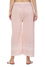 Thumbnail for PAVONINE Peach Color Full Thread Chikankari Cotton Fabric Palazzo For Women - Distacart