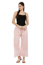 Thumbnail for PAVONINE Peach Color Full Thread Chikankari Cotton Fabric Palazzo For Women - Distacart