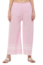 Thumbnail for PAVONINE Pink Color Full Thread Chikankari Cotton Fabric Sharara For Women - Distacart