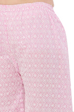 Thumbnail for PAVONINE Pink Color Full Thread Chikankari Cotton Fabric Sharara For Women - Distacart