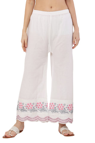 PAVONINE Rani Color Hem Half Chikankari Cotton Fabric Sharara For Women - Distacart