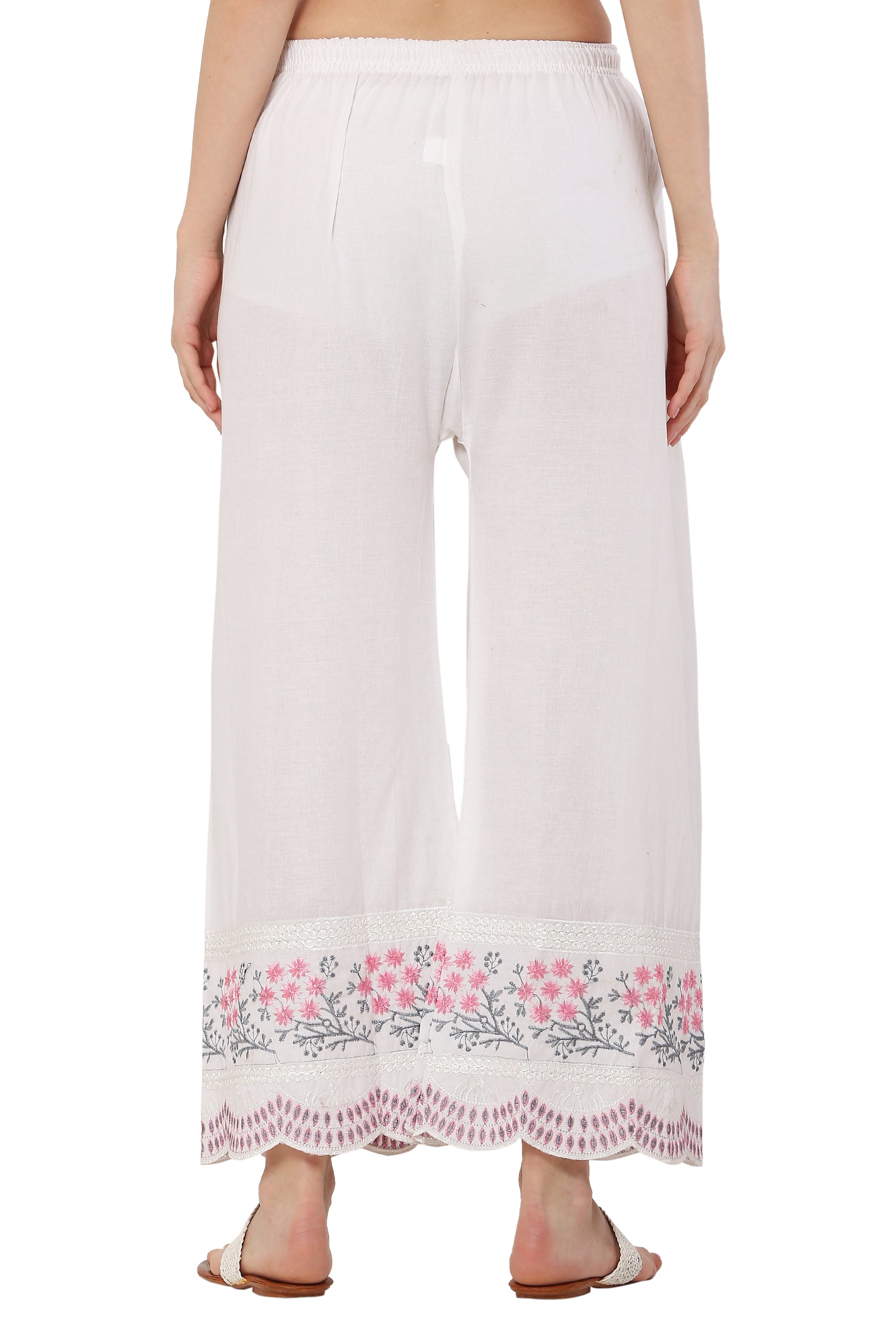 PAVONINE Rani Color Hem Half Chikankari Cotton Fabric Sharara For Women - Distacart
