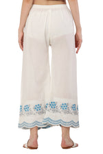 Thumbnail for PAVONINE Rama Green Color Hem Half Chikankari Cotton Fabric Sharara For Women - Distacart
