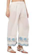 Thumbnail for PAVONINE Rama Green Color Hem Half Chikankari Cotton Fabric Sharara For Women - Distacart