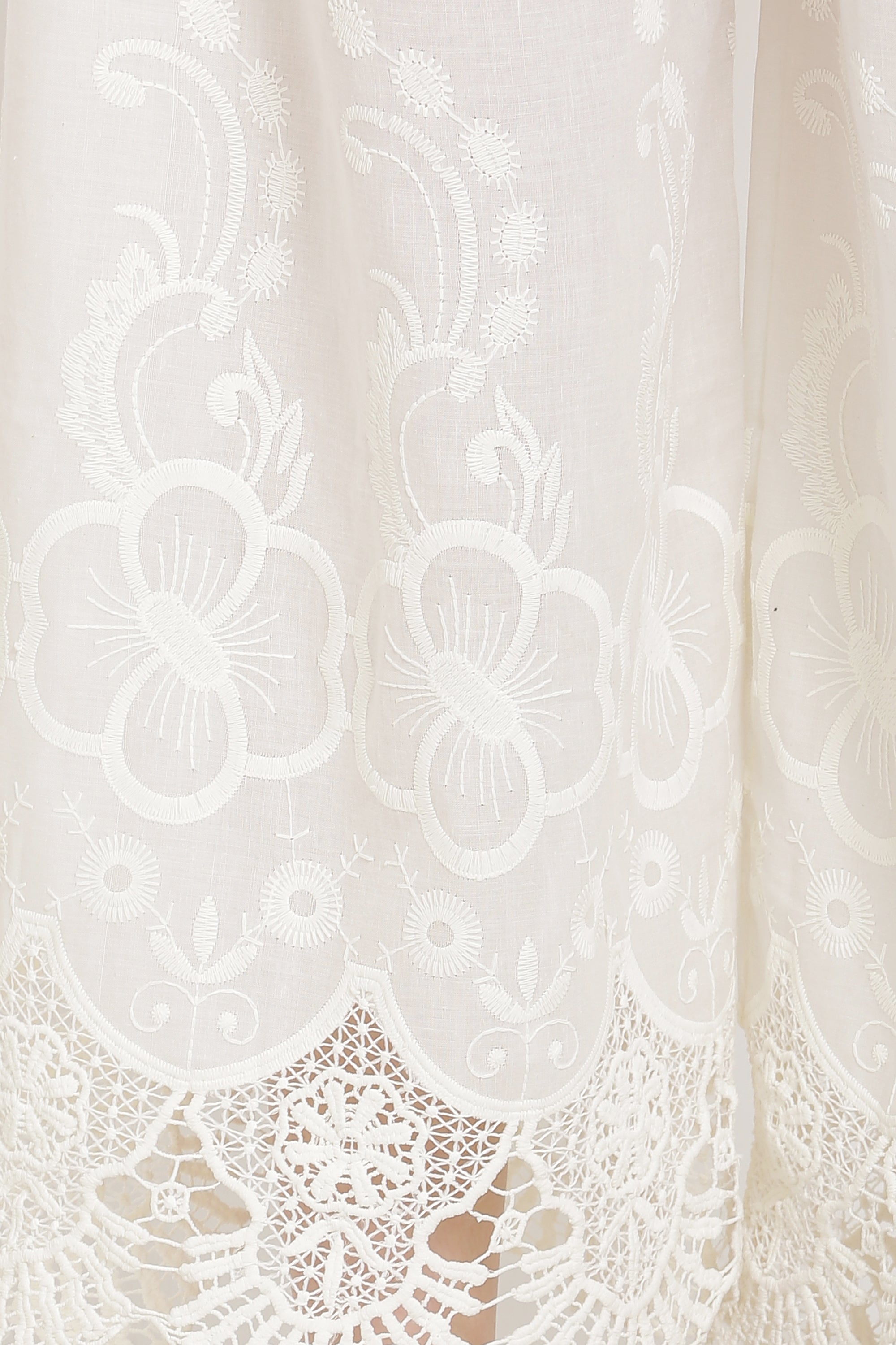 PAVONINE White Color Chikankari Lace Scalloped Hem Cotton Fabric Sharara For Women - Distacart