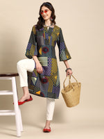 Thumbnail for Sangria Printed Bell Sleeves Kurta - Distacart