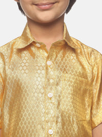 Thumbnail for Sethukrishna Boys Golden & White Shirt with Dhoti - Distacart