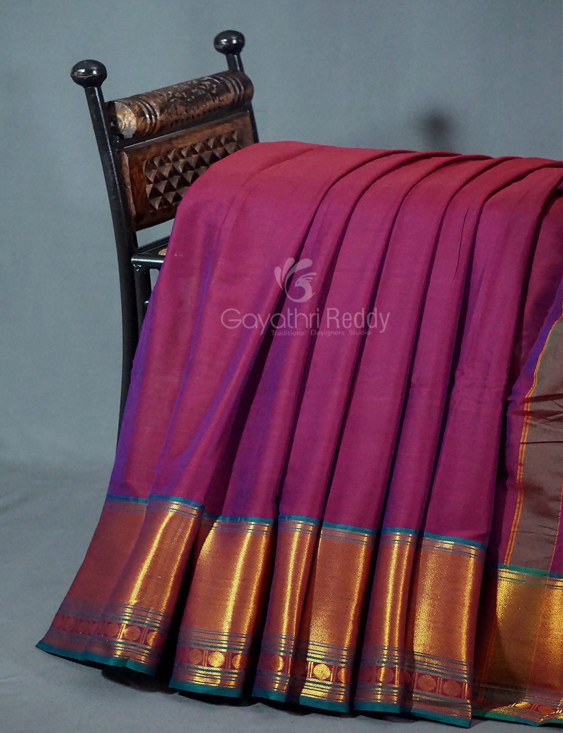 Kalanetha Magenta Pink Colour Zari Kanchi Style Pure Narayanpet Cotton Saree By Gayathri Reddy Designer Studio - Distacart