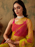 Thumbnail for Sangria Floral Embroidered Sequins Details Net Saree - Distacart