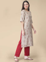 Thumbnail for Kalini Floral Printed Round Neck Kurta with Trousers - Distacart