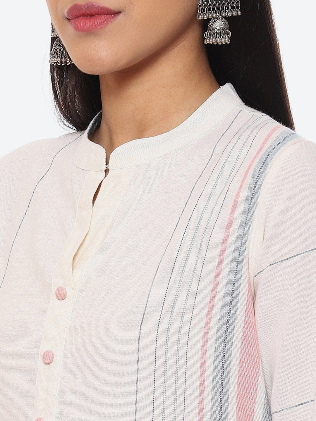 Biba Striped Panelled Kurta with Trousers & Dupatta - Distacart