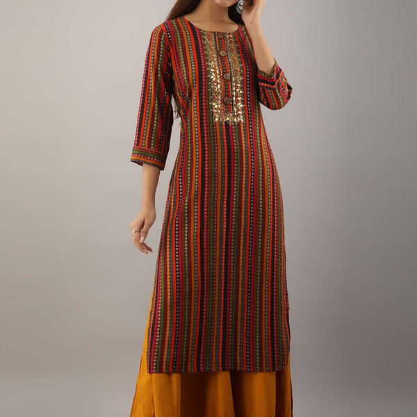 Kalini Women Red Printed Kurta with Palazzos - Distacart