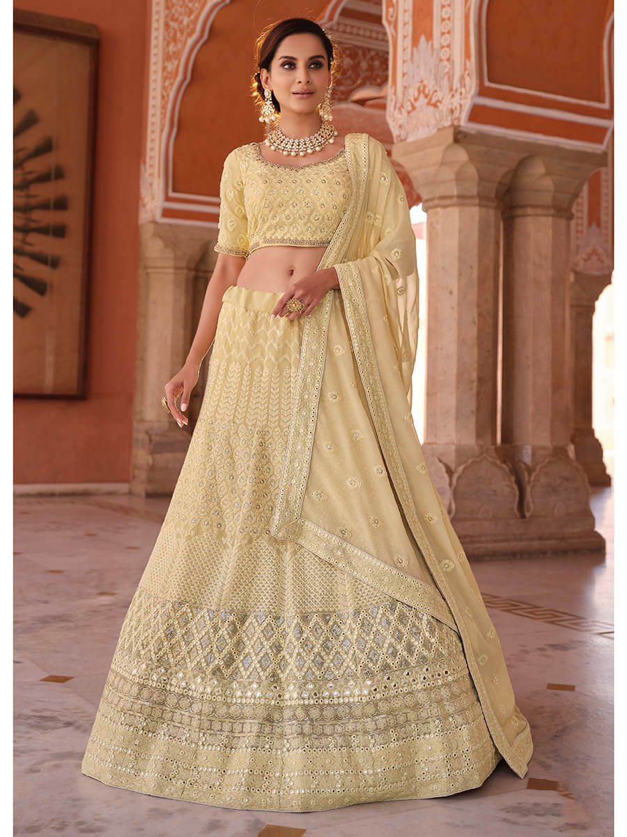 Myra Off White Embroidered Designer Lehenga Choli - Distacart