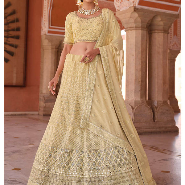 Myra Off White Embroidered Designer Lehenga Choli - Distacart