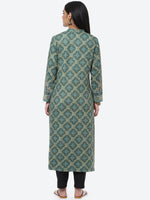 Thumbnail for Biba Women Green Ethnic Motifs Printed Thread Work Straight Kurta - Distacart