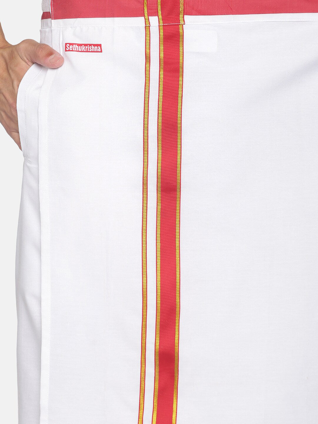 Sethukrishna Men White Solid Cotton Readymade Dhoti - Distacart