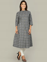 Thumbnail for Kalini Women Grey Floral Printed Cotton Kurta - Distacart