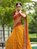 Thumbnail for Mitera Bandhani Printed Zari Pure Georgette Saree - Distacart