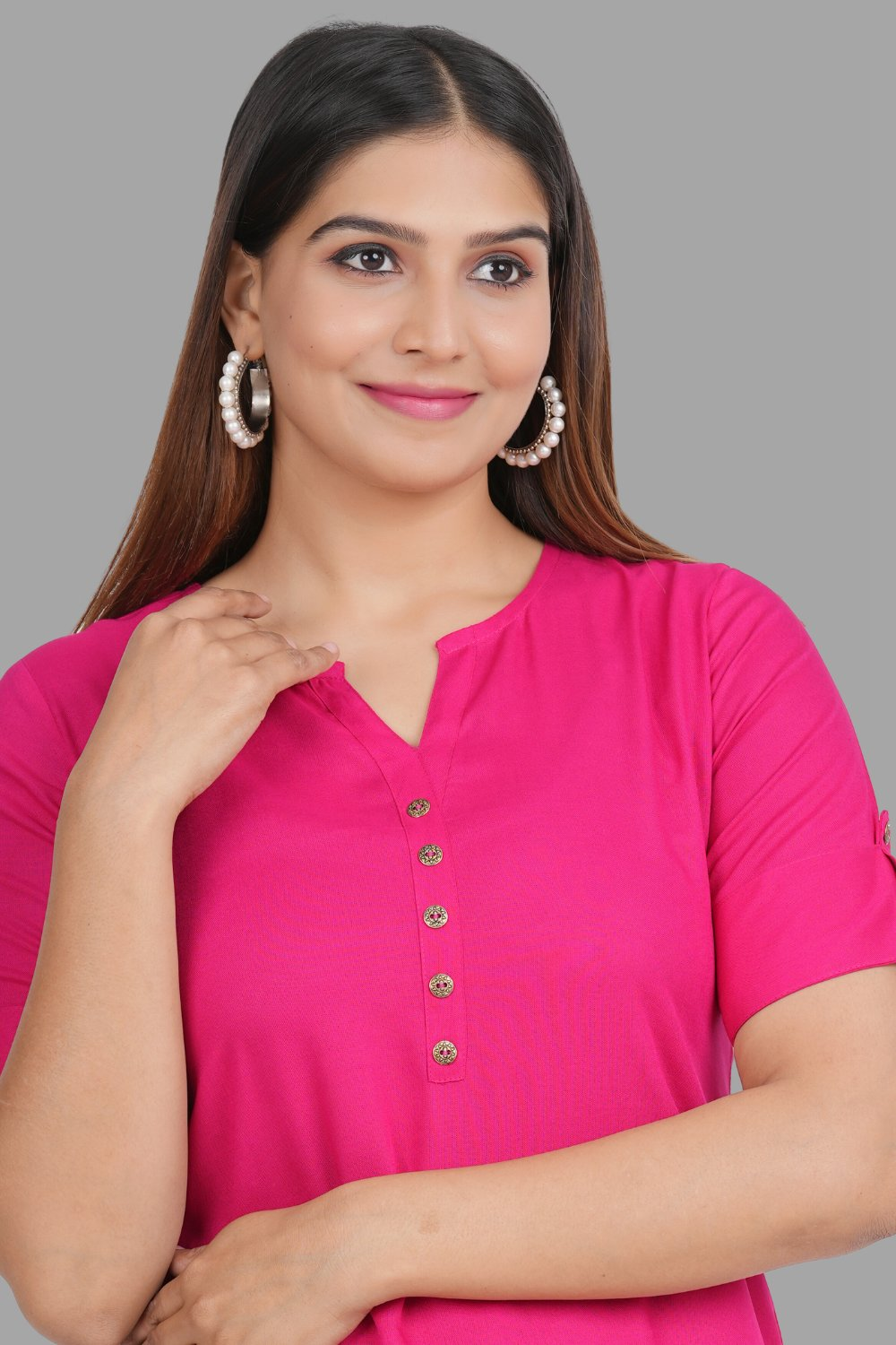 House of RP Women's Pink Rayon Solid Casual Tunic - Distacart