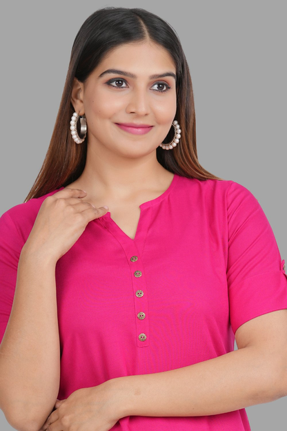 House of RP Women's Pink Rayon Solid Casual Tunic - Distacart