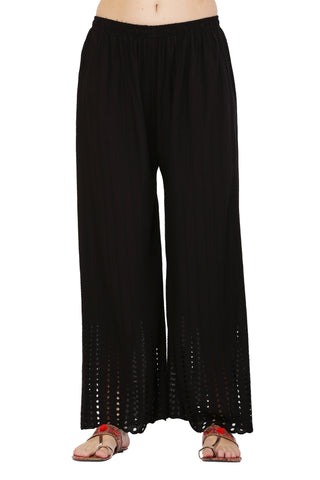 PAVONINE Black Color Goti Aari Work Rayon Fabric Palazzo For Women - Distacart