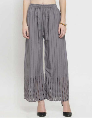 PAVONINE Grey Color Goti Aari Work Rayon Fabric Palazzo For Women - Distacart