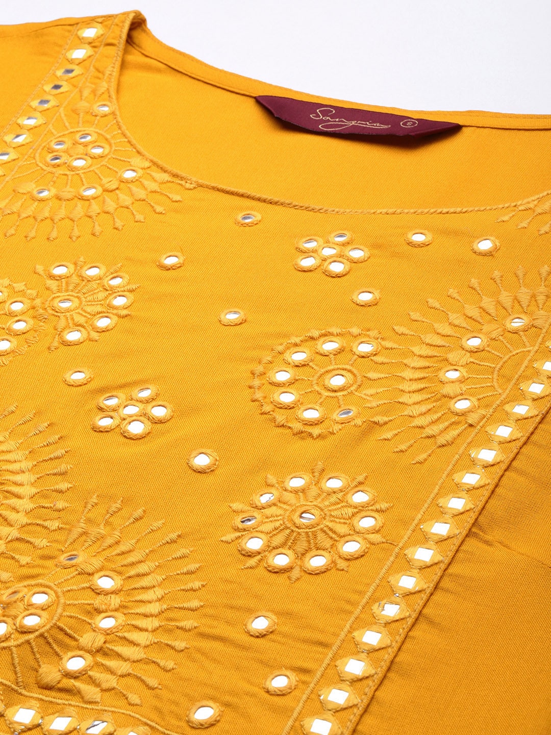Sangria Women Ethnic Motifs Yoke Design Mirror Work Kurta - Distacart