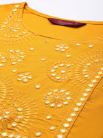 Thumbnail for Sangria Women Ethnic Motifs Yoke Design Mirror Work Kurta - Distacart