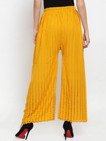 Thumbnail for PAVONINE Mustard Color Goti Aari Work Rayon Fabric Palazzo For Women - Distacart