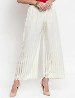 Thumbnail for PAVONINE Off-White Color Goti Aari Work Rayon Fabric Palazzo For Women - Distacart