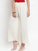 Thumbnail for PAVONINE Off-White Color Goti Aari Work Rayon Fabric Sharara For Women - Distacart