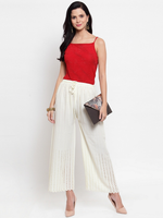 Thumbnail for PAVONINE Off-White Color Goti Aari Work Rayon Fabric Palazzo For Women - Distacart