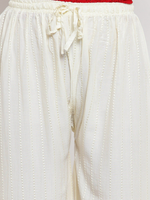 Thumbnail for PAVONINE Off-White Color Goti Aari Work Rayon Fabric Palazzo For Women - Distacart
