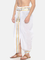 Thumbnail for Sethukrishna Men White Solid Pocket Dhoti Pant - Distacart