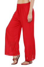 Thumbnail for PAVONINE Red Color Goti Aari Work Rayon Fabric Sharara For Women - Distacart