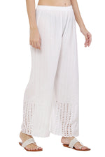 Thumbnail for PAVONINE White Color Goti Aari Work Rayon Fabric Palazzo For Women - Distacart