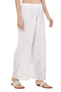 Thumbnail for PAVONINE White Color Goti Aari Work Rayon Fabric Sharara For Women - Distacart