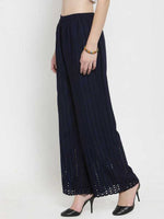 Thumbnail for PAVONINE Navy Blue Color Goti Aari Work Rayon Fabric Palazzo For Women - Distacart
