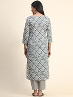 Thumbnail for Kalini Floral Printed Round Neck Kurta with Trousers - Distacart