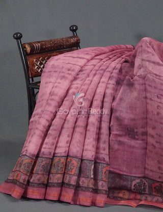 Mauve Pink Colour Geometric Print Semi Chanderi Saree By Gayathri Reddy Designer Studio - Distacart