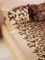 Thumbnail for BIANCA Brown Floral 200 TC King Bedsheet with 2 Pillow Covers - Distacart