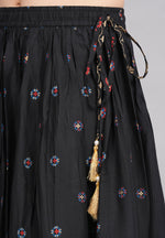 Thumbnail for House of RP Women's Black & Pink Rayon Ethnic Printed Circular Skirt - Distacart