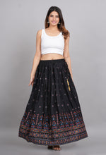 Thumbnail for House of RP Women's Black & Pink Rayon Ethnic Printed Circular Skirt - Distacart
