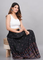 Thumbnail for House of RP Women's Black & Pink Rayon Ethnic Printed Circular Skirt - Distacart