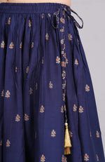 Thumbnail for House of RP Women's Blue Rayon Ethnic Printed Circular Skirt - Distacart
