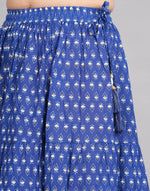 Thumbnail for House of RP Women's Light Blue Rayon Ethnic Printed Circular Skirt - Distacart