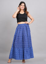 Thumbnail for House of RP Women's Light Blue Rayon Ethnic Printed Circular Skirt - Distacart