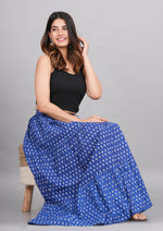 Thumbnail for House of RP Women's Light Blue Rayon Ethnic Printed Circular Skirt - Distacart